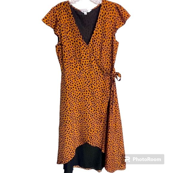 BB Dakota Wrap Leopard Print Vneck Dress. Short Sleeves. Perfect condition. Sz M - Picture 5 of 8